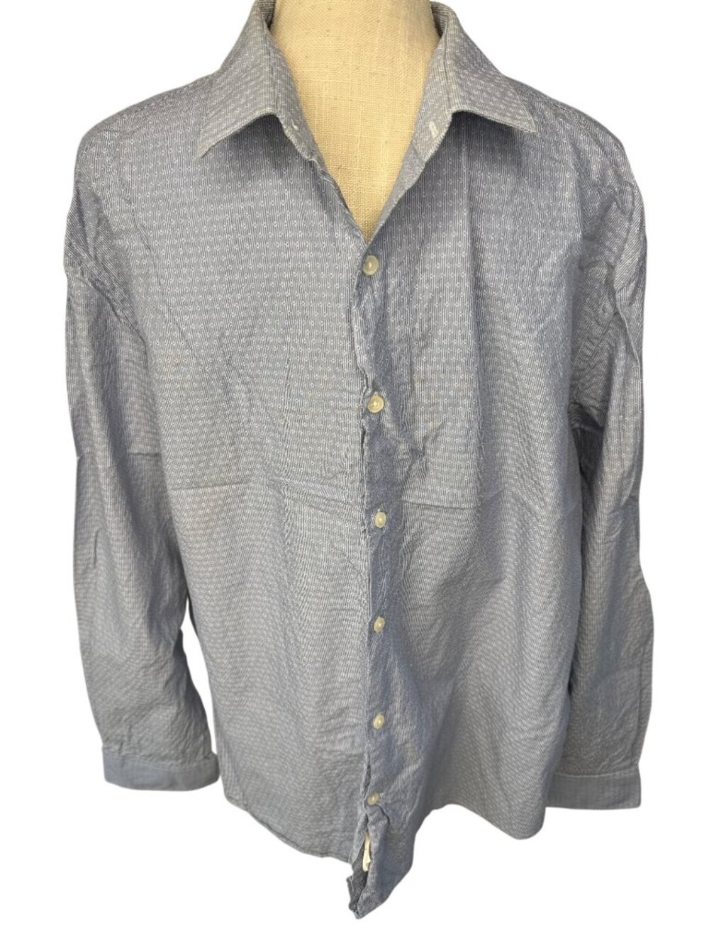 Perry Ellis Mens Blue Button-Up Shirt Classic Fit XXL